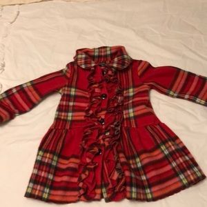 Mak & Co red plaid fleece coat